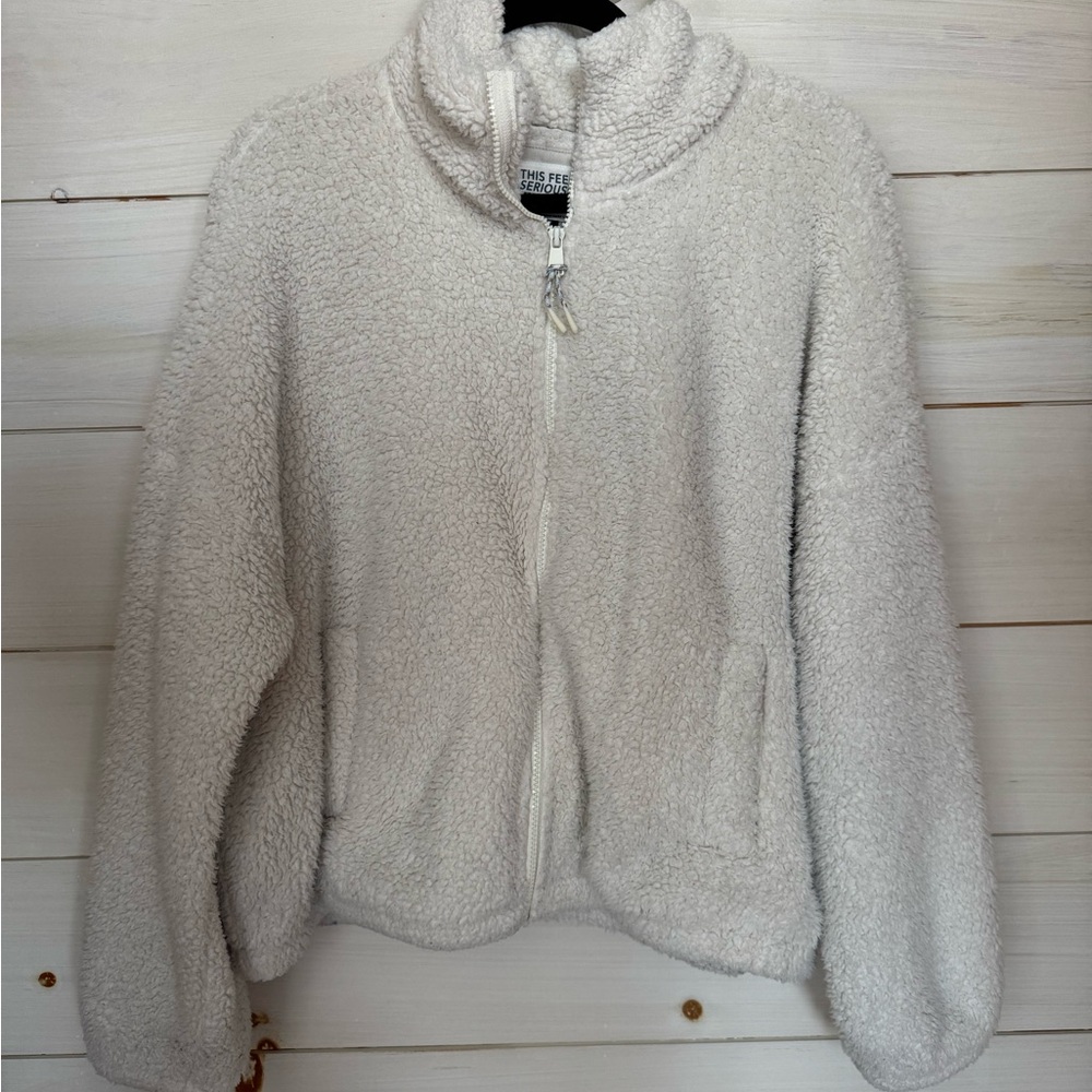 American Eagle Outfitters Cream Teddy Jacket